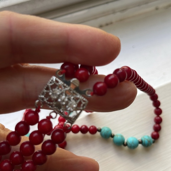 Genuine carnelian three layer necklace - Picture 5 of 7